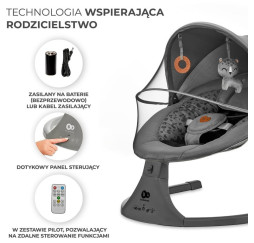 Kinderkraft Lumi 2 elektryczny bujaczek leżaczek Dark Grey